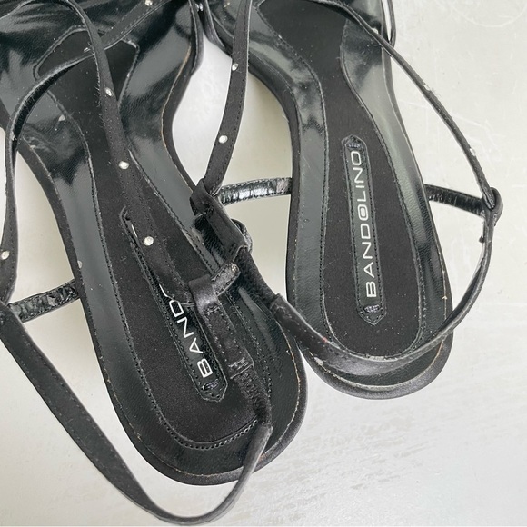 Vintage 90s Y2K strappy rhinestone satin slingback kitten heels 8 - Picture 10 of 11